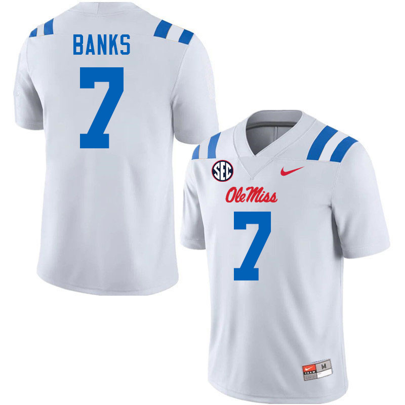 Ole Miss Rebels #7 TJ Banks College Football Jerseys Stitched-White